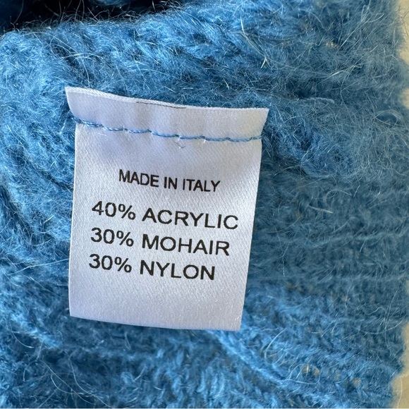 Elsamanda Crewneck Blue Mohair Wool Blend Knit Sweater Made in Italy Size Large - Picture 7 of 9